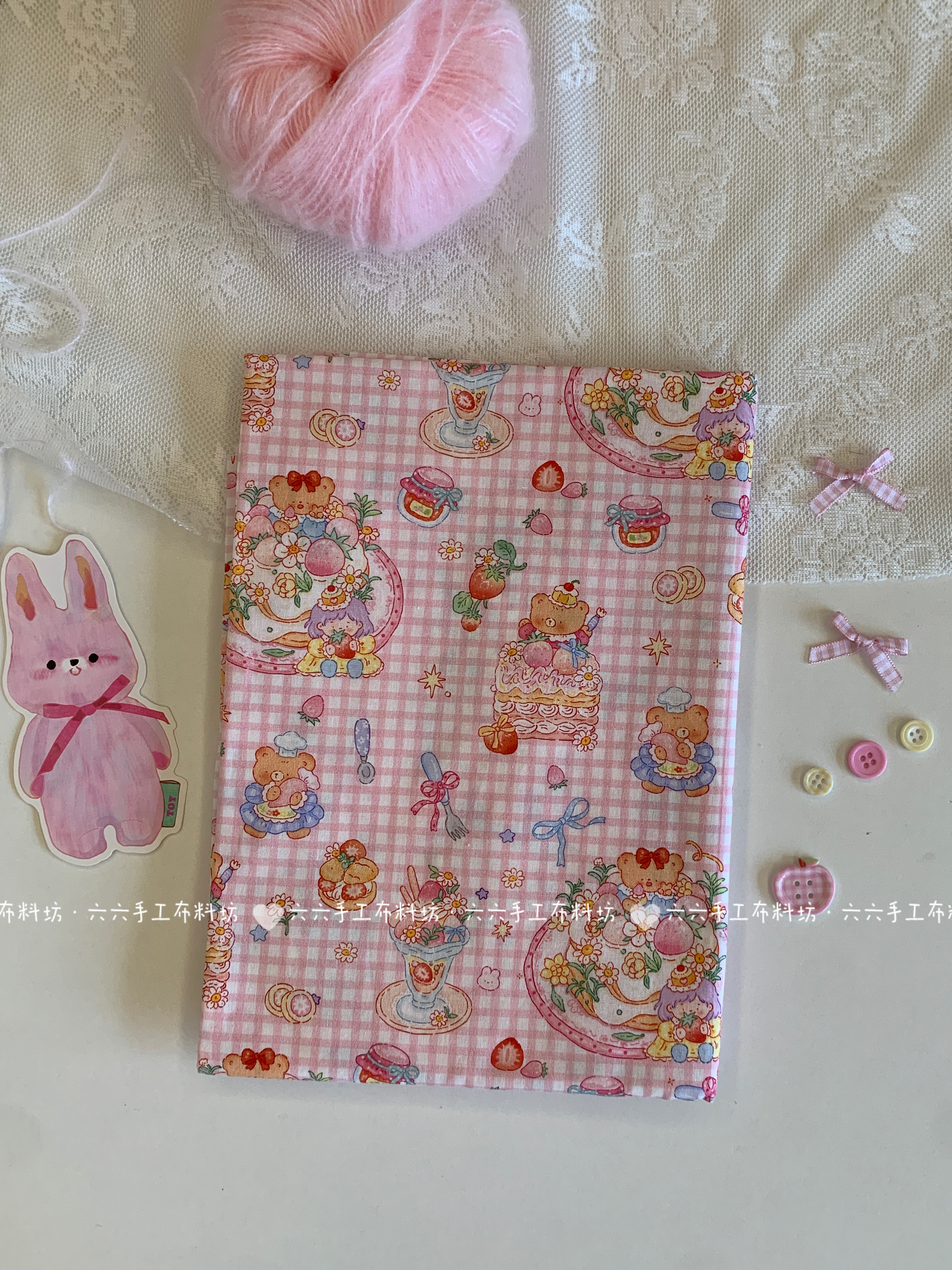 全棉40支汤丸酱粉格纹草莓蛋糕印花布家居服发饰童装裙子辅料diy,居家布艺,海绵垫/布料/面料/手工diy,淘宝优惠券,粉丝福利购,淘宝优惠卷