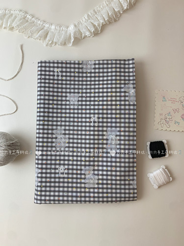 全棉40支印花布可爱卡通格子小点点小熊家居服发饰童装布diy布料