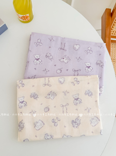 六六家全棉双层纱布料可爱卡通小熊面料家居服发饰童装diy布料