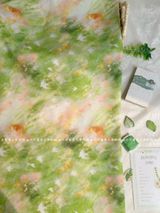 全棉40支印花布春日燕归春野晕染水彩风服装发饰包包发圈diy面料
