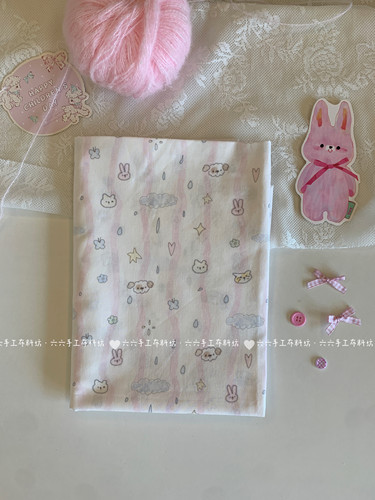 全棉40支印花布可爱涂鸦卡通兔子狗狗家居服发饰童装装饰diy布