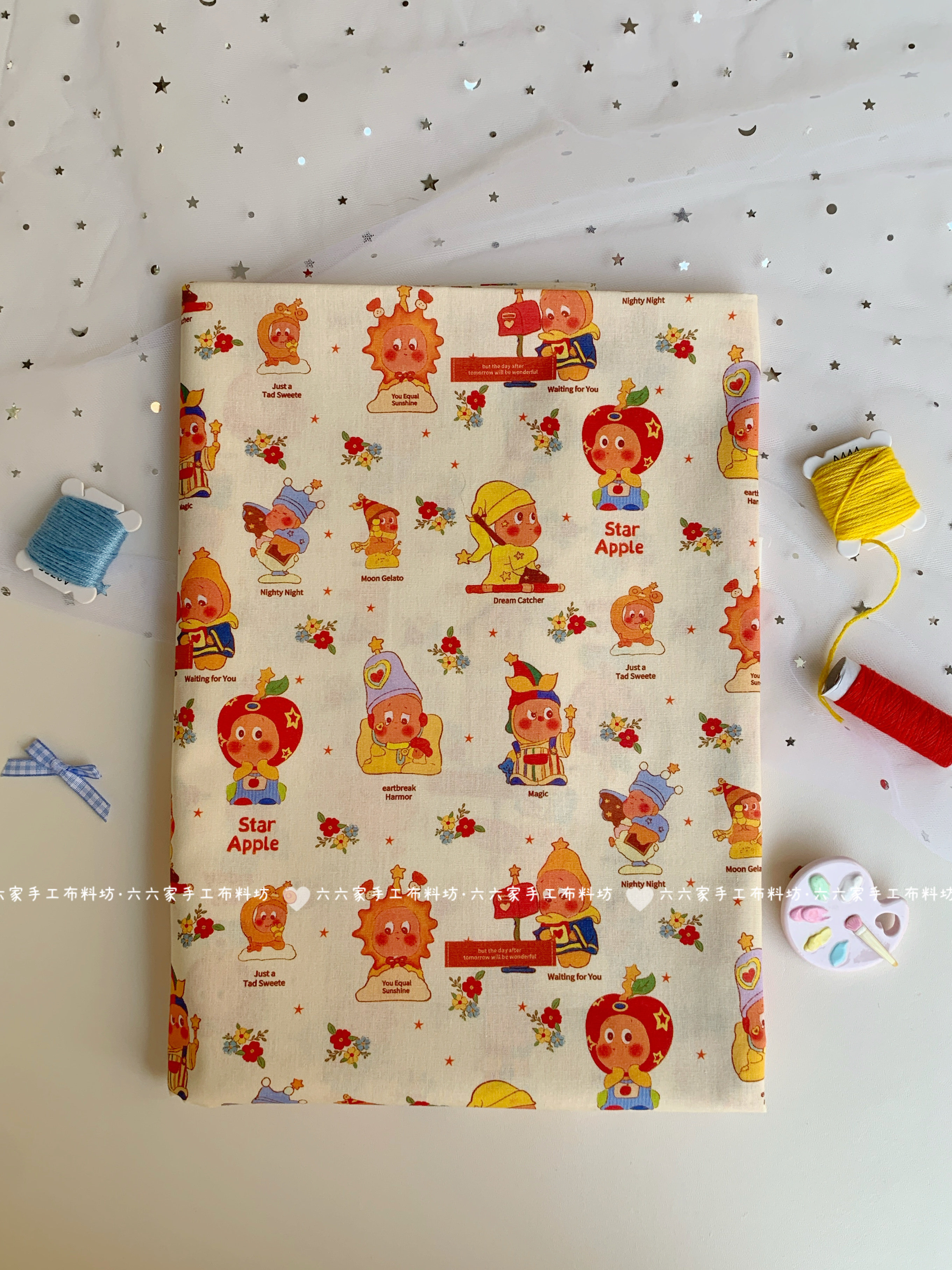 全棉40支印花布料可爱花花马戏团星星人服装发饰包包发圈手工diy,居家布艺,海绵垫/布料/面料/手工diy,淘宝优惠券,粉丝福利购,淘宝优惠卷