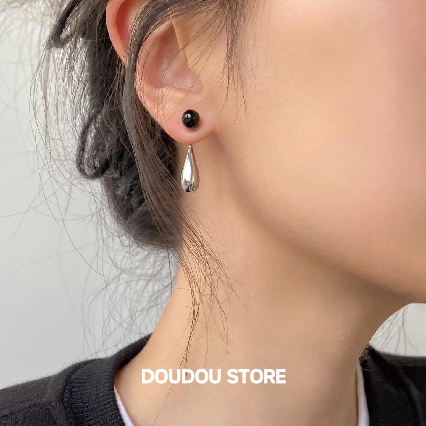 doudoustore水滴玛瑙耳环