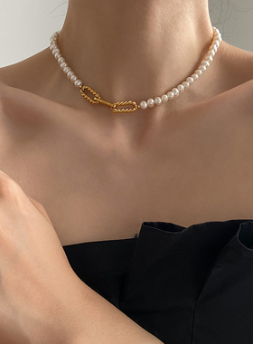 doudoustore近圆珍珠项链女