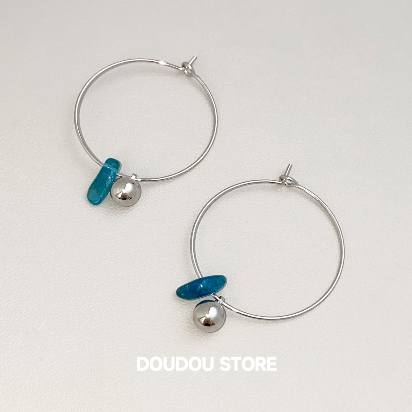 doudoustore天然石串珠耳环