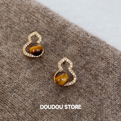 doudoustore虎眼石葫芦耳环