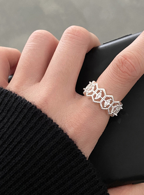 doudoustore蕾丝几何镂空戒指