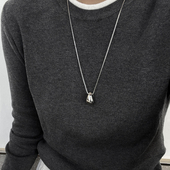 DOUDOUSTORE保色可调节抽拉光面金属水滴项链秋冬新款 颈链毛衣链