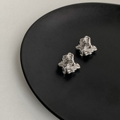 DOUDOUSTORE 陨石 设计褶皱肌理陨石耳环女暗黑风耳钉耳饰