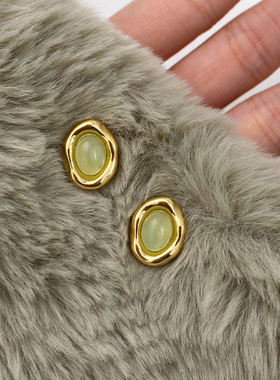 DOUDOU STORE  春知晓绿色几何椭圆春天新中式耳钉新款女