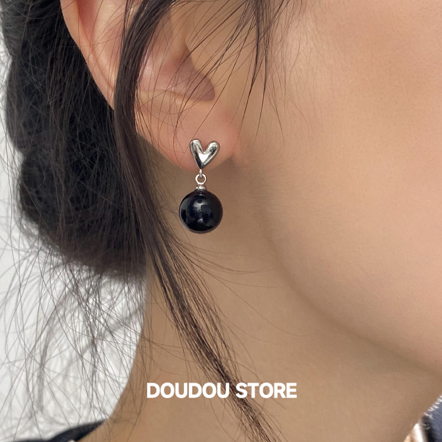 doudoustore爱心玛瑙耳环