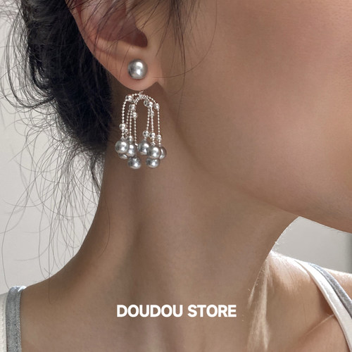 doudoustore流苏珍珠耳环