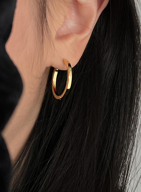 DOUDOUSTORE线感圈圈圆圆极简通勤百搭基础款金色耳圈耳环女耳饰