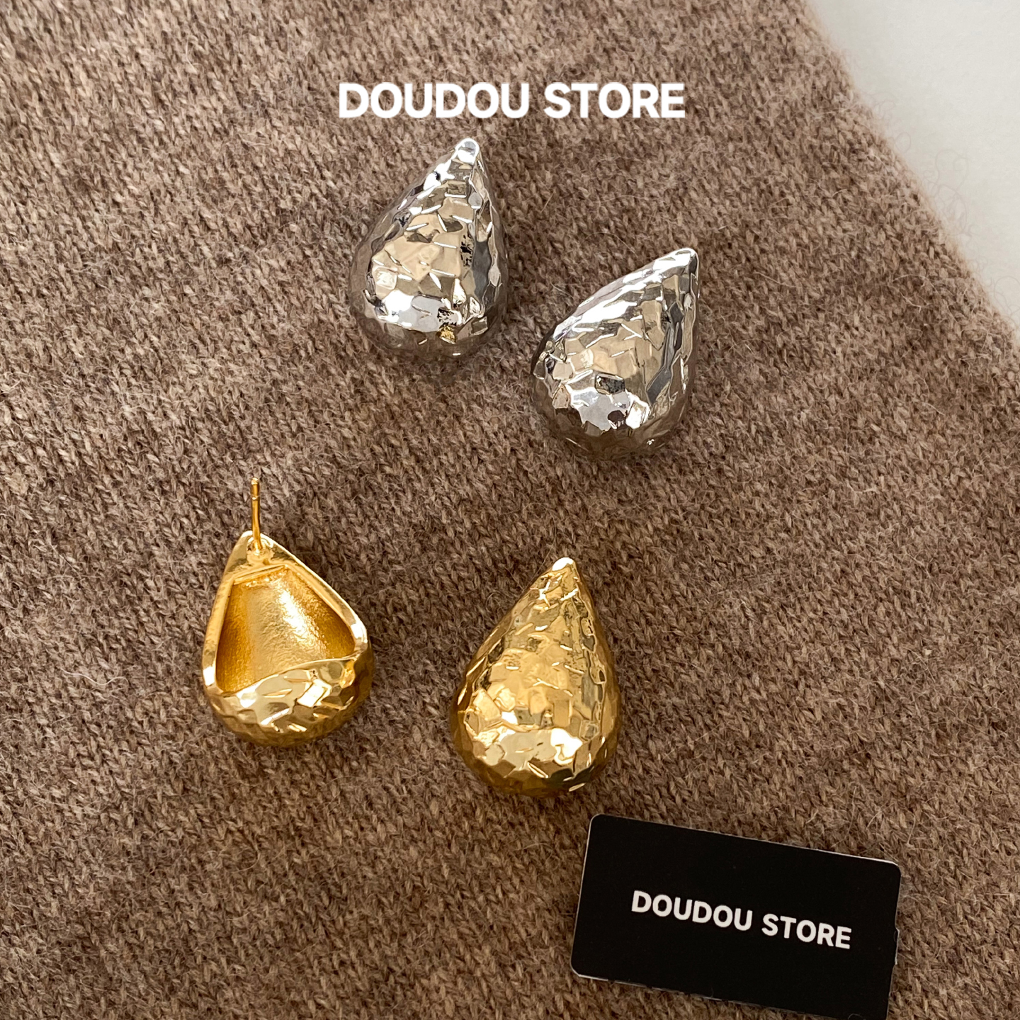 doudoustore切花水滴耳环