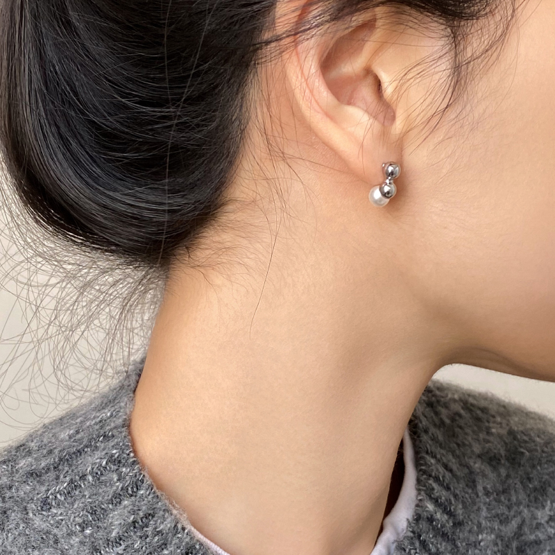doudoustore圆球珍珠耳环