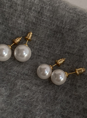 DOUDOUSTORE 925银针冷白清冷珍珠耳钉复古百搭fever博主同款日常