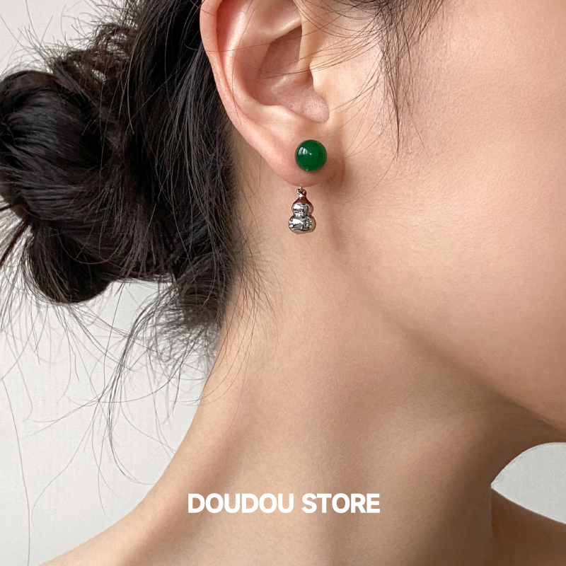 doudoustore绿色葫芦耳环