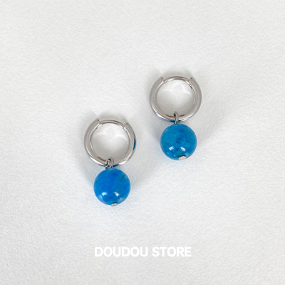 doudoustore蓝色天然石耳环