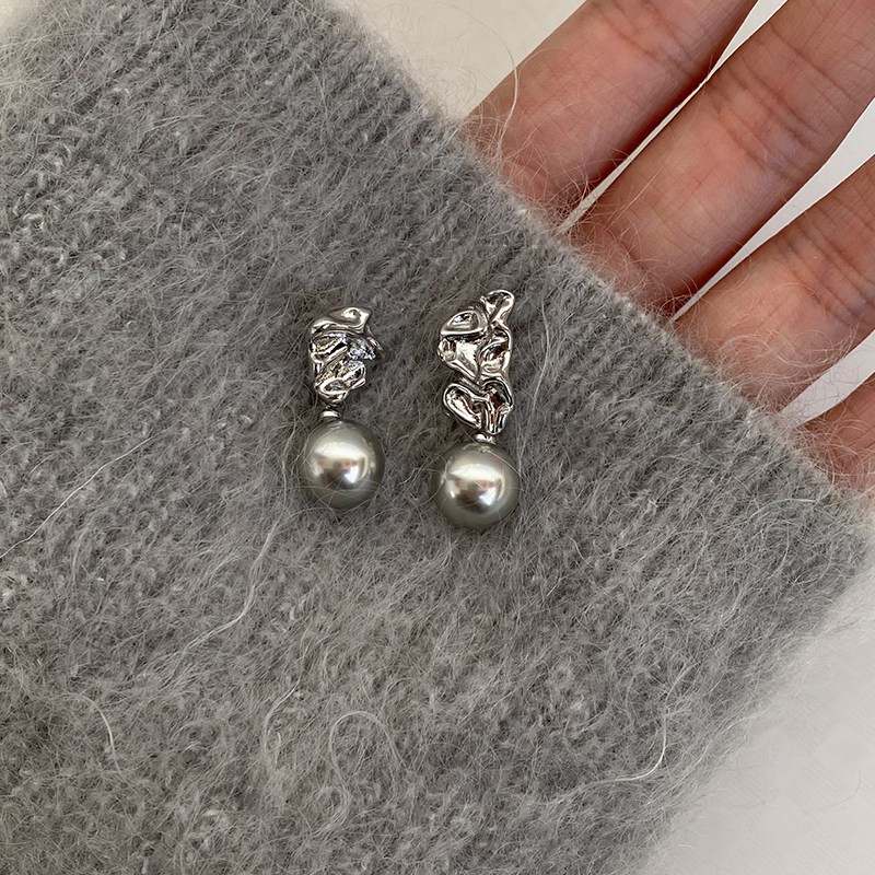 DOUDOUSTORE 灰岩浆925银针熔岩肌理灰色珍珠耳环高级感耳钉耳饰,饰品/流行首饰/时尚饰品新,耳钉,淘宝优惠券,粉丝福利购,淘宝优惠卷