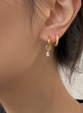 DOUDOUSTORE Jennie同款不对称水滴小耳圈两戴简约个性耳环耳饰女