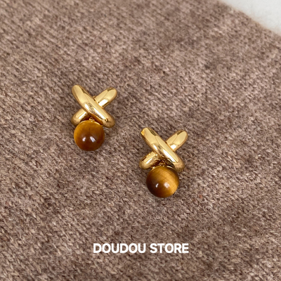 doudoustoreX形虎眼石耳钉