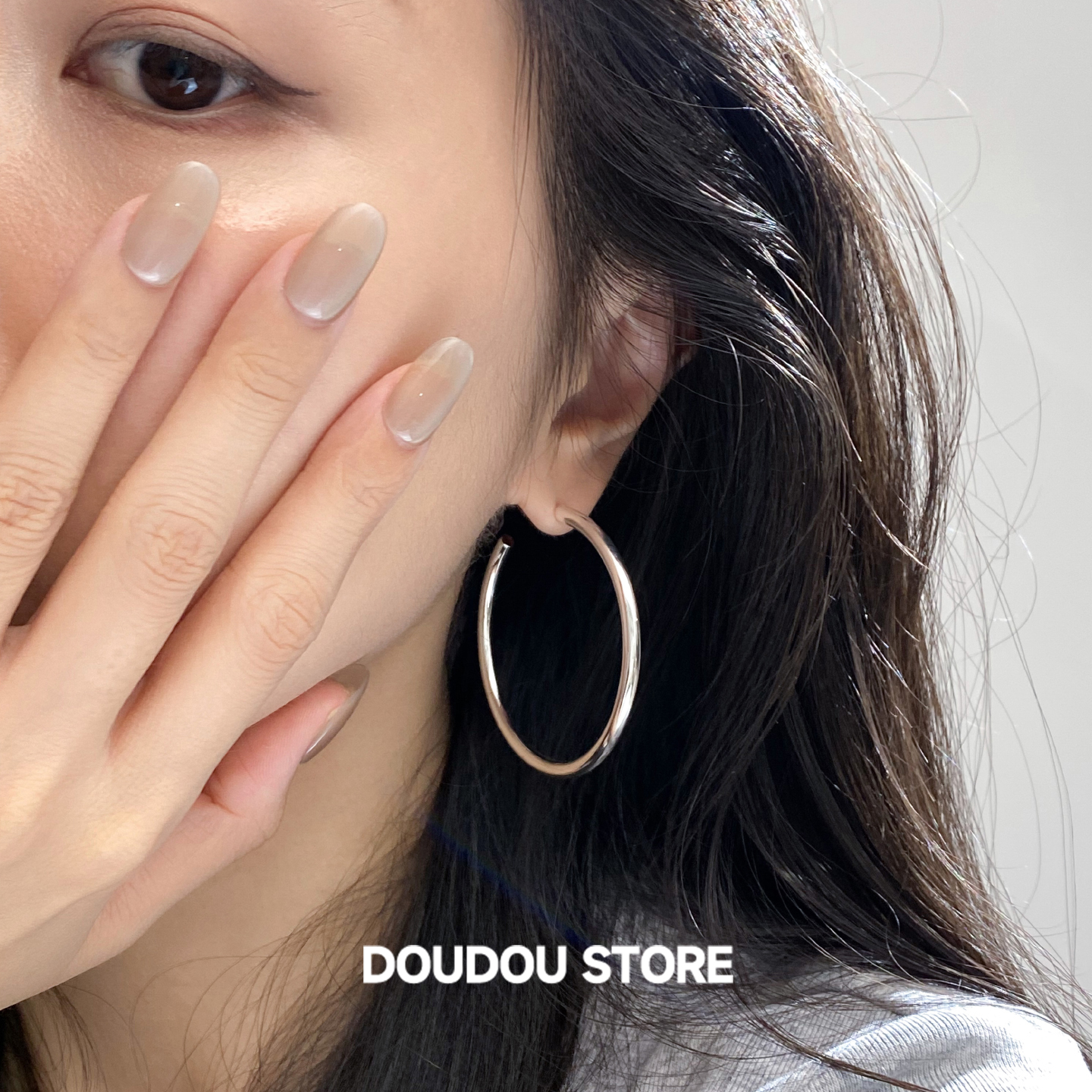 doudoustore欧美素圈耳环