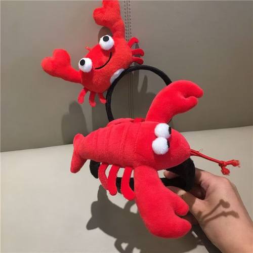活动表演发箍搞怪发箍聚会装饰挂件可爱卡通螃蟹毛绒头箍丑萌造型