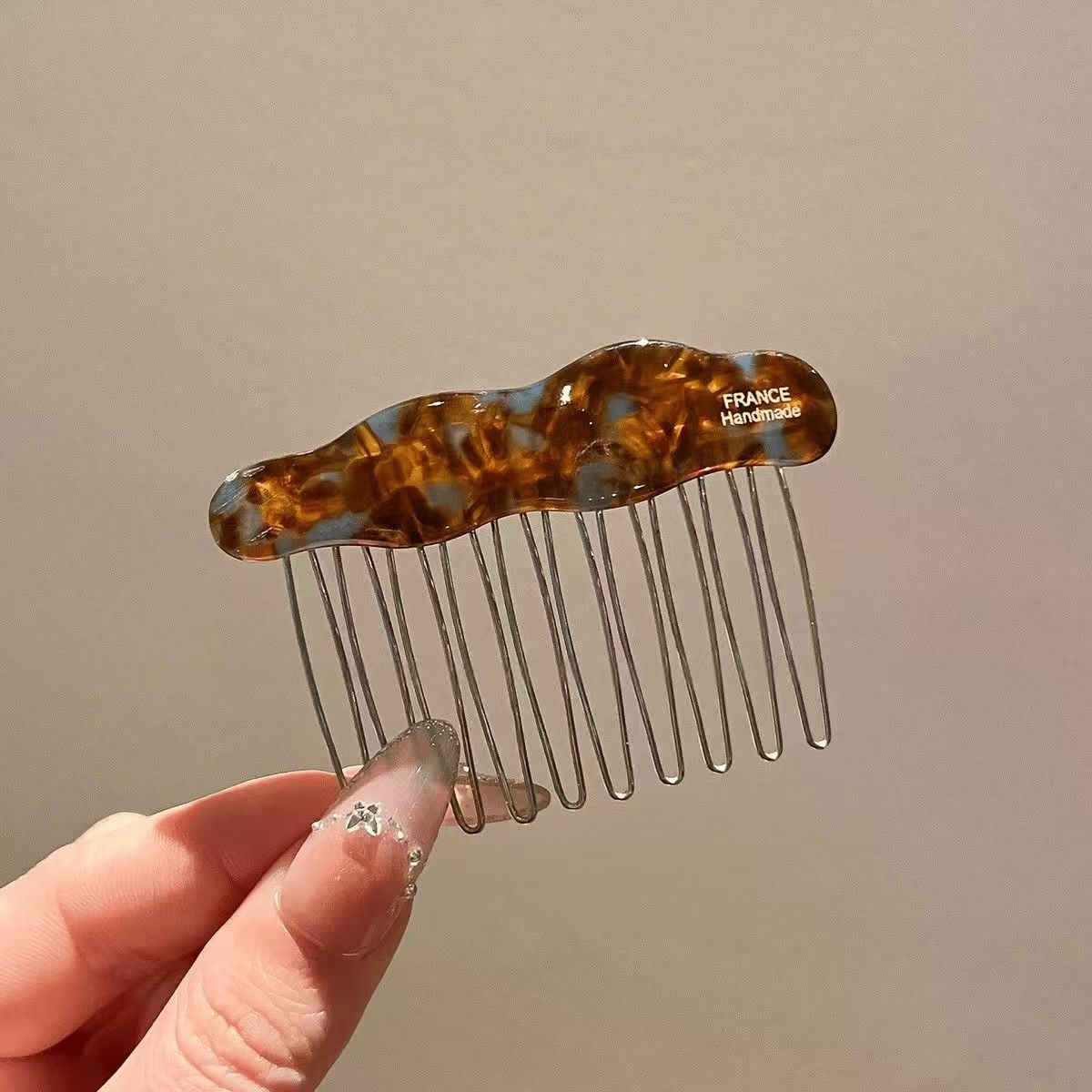 轻奢倒插梳高级感醋酸边发夹发梳