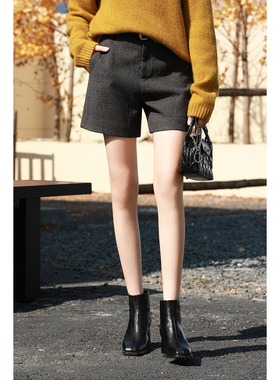 优衣美新款百搭修身显瘦小香风短裤直筒裤女款休闲裤23757