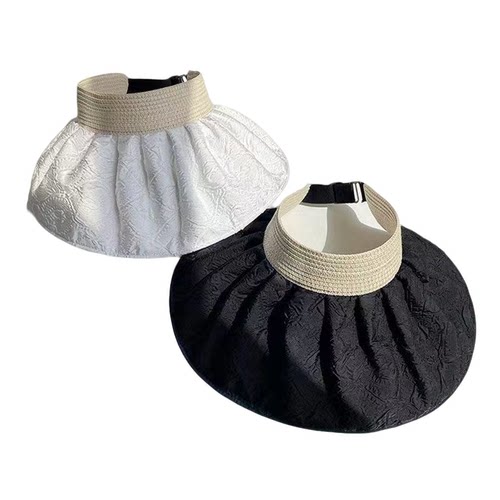百搭遮脸空顶太阳帽女贝壳防晒帽子女夏季大檐遮阳可折叠