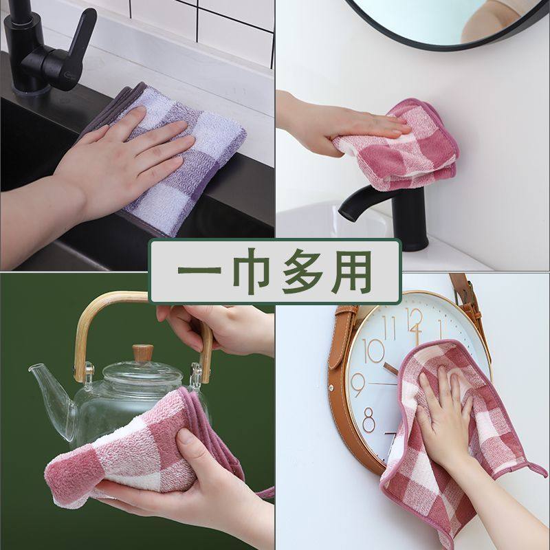 双面擦家用厨房抹布干湿两用吸水不掉毛加厚洗碗布巾不沾油擦玻璃
