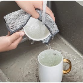 钢丝洗碗布银丝抹布厨房专用双面网格不沾油易清洗不伤锅百洁布