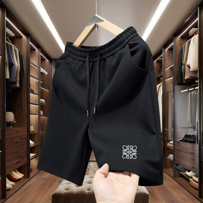 罗家夏季新款刺绣短裤男士美式休闲宽松直筒五分裤时尚情侣卫裤子