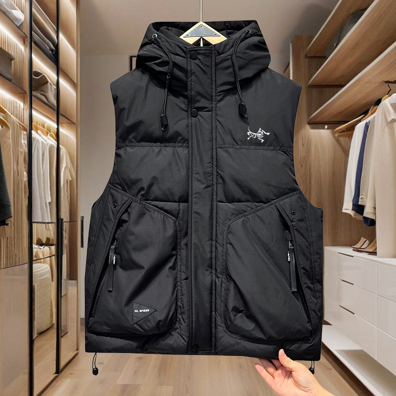 冬季新款鸟家白鸭绒马甲男士潮牌连帽加厚保暖羽绒服坎肩背心外套