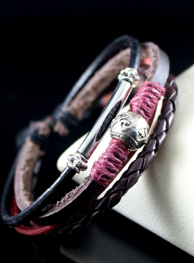 返古部落复古手工编织皮革手链