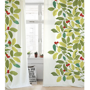 北欧现代简约清新植物手绘透光数码印花成品窗帘罗马帘（可定制）