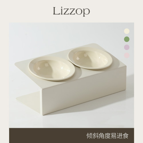 防打翻护颈椎陶瓷斜口猫咪粮食碗