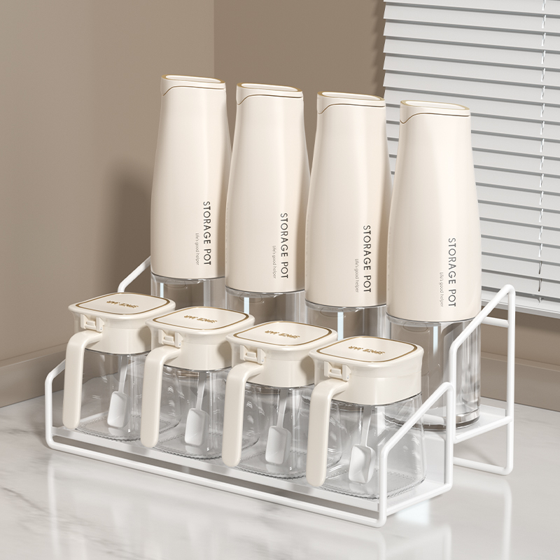 日式玻璃油壶自动开合调料罐组合套装厨房家用酱油醋调料收纳架子