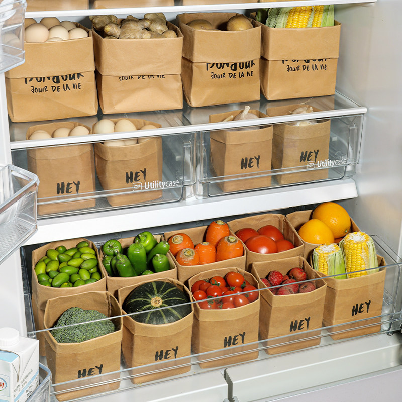 LISSA牛皮纸袋加厚厨房冰箱果蔬收纳袋家用可水洗环保ins风食物袋