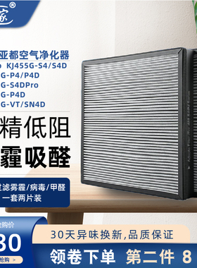 适配亚都空气净化器过滤网KJ480G-P4/P4D/KJ455-S4/S4D双面侠滤芯