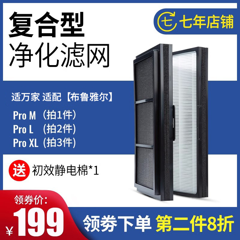 适万家适配Blueair/布鲁雅尔空气净化器滤网Pro M/Pro XL复合滤芯