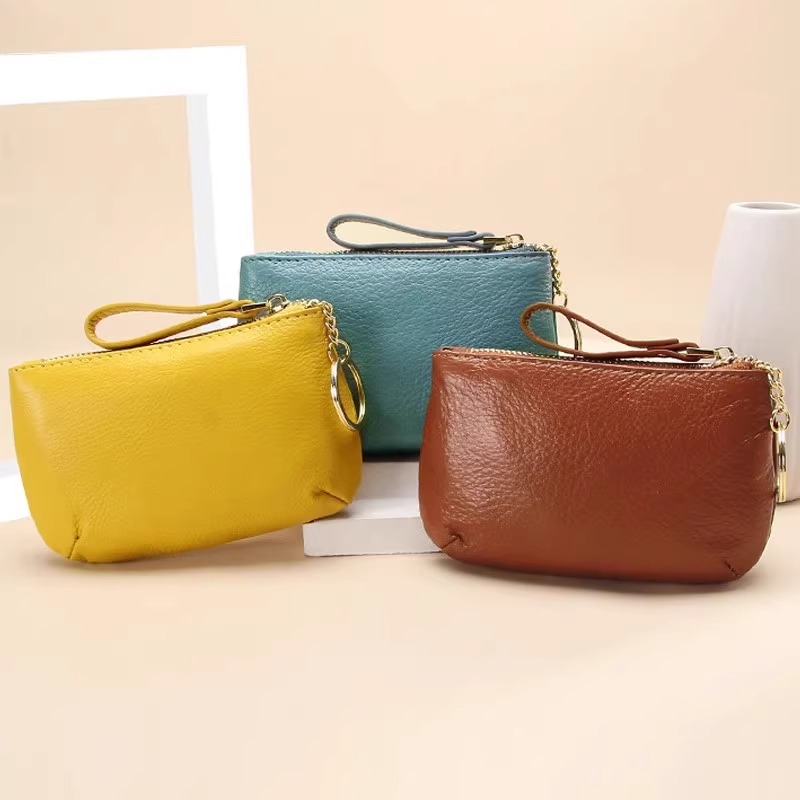 软皮钥匙包新款时尚女简约软皮拉链硬币零钱包汽车钥匙包