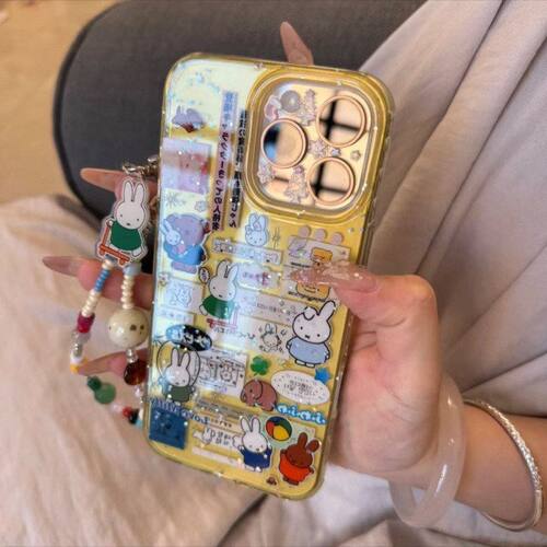 promax黄色半透13滑板车玩/iPhone14苹果16ins15适用米菲兔手机壳