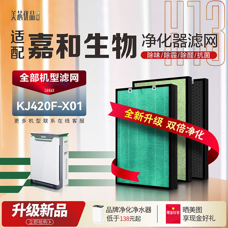 适配嘉和生物微生物空气净化器加湿KJ420F-X01过滤网盛世嘉和滤芯