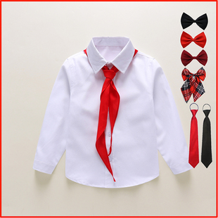 春秋衬衣小学生表演校服中大童纯棉翻领打底衫 儿童白衬衫 男童长袖