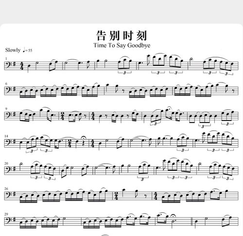 告别时刻Time to say goodbye-大提琴谱-电子版-流行歌曲大提琴谱