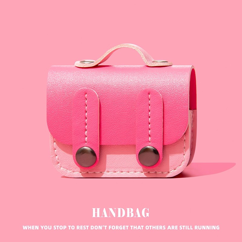 适用唐麦q6保护套m5耳机壳保护壳无线蓝牙耳机套气骨传导开放式2025耳夹耳机盒连体皮质一体式粉色纽扣手提包