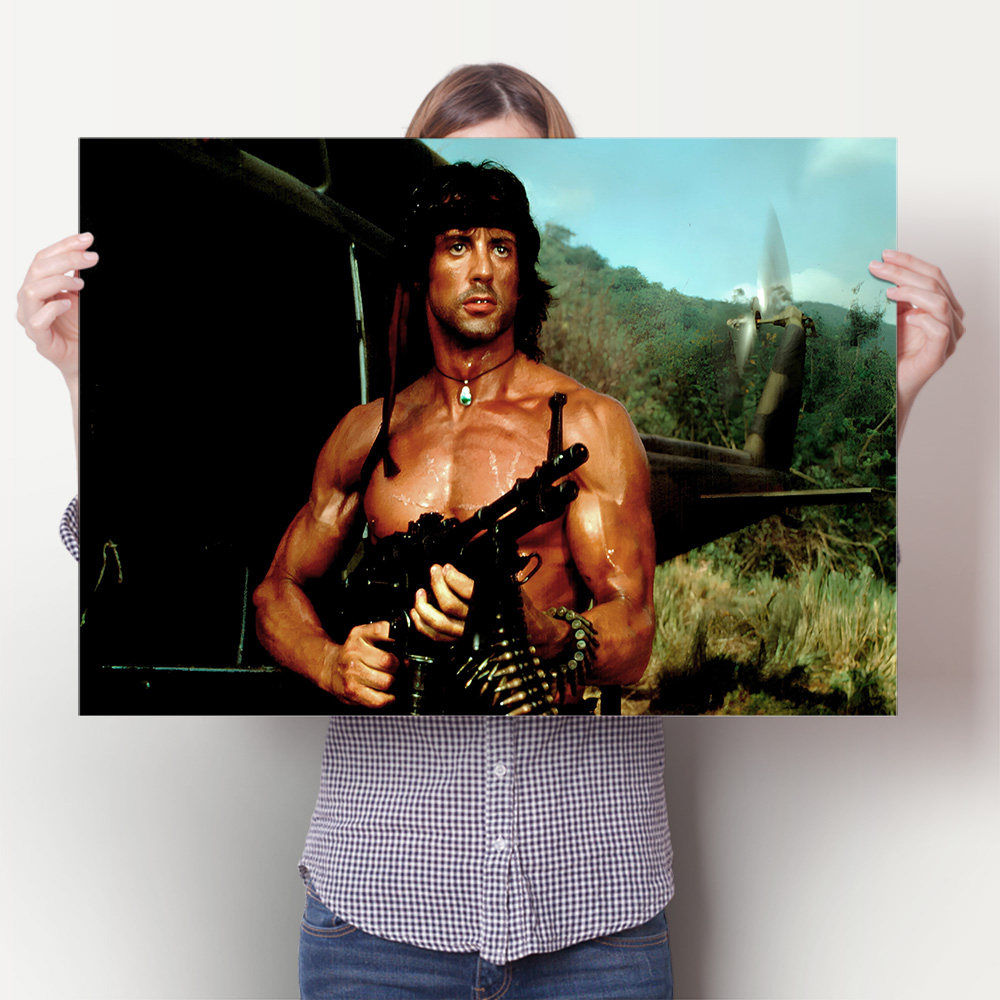 史泰龙肌肉海报第一滴血兰博装饰画健身房励志挂画大学寝室墙贴画