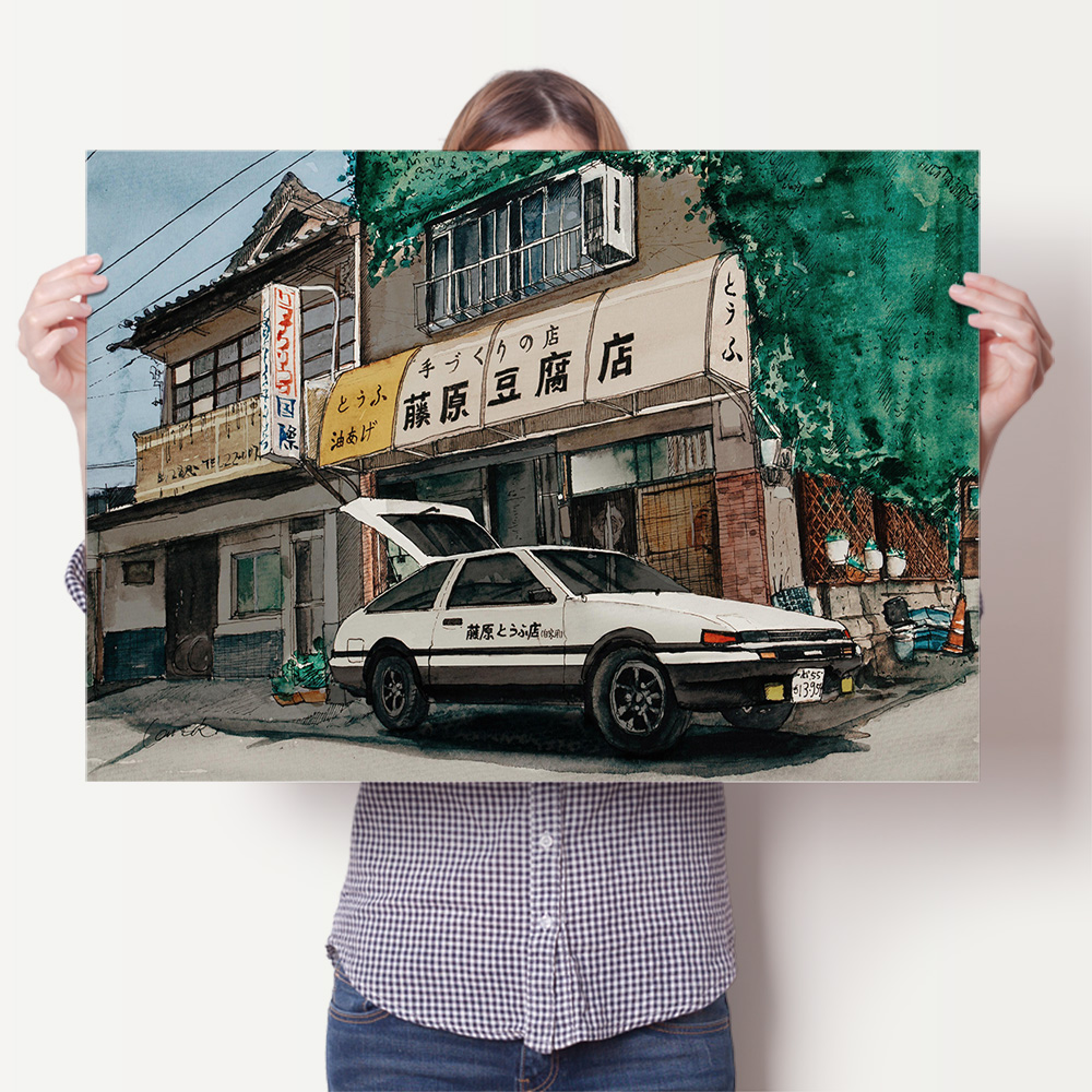 头文字D海报周杰伦挂画陈冠希AE86赛车大学宿舍墙贴画F1装饰壁画