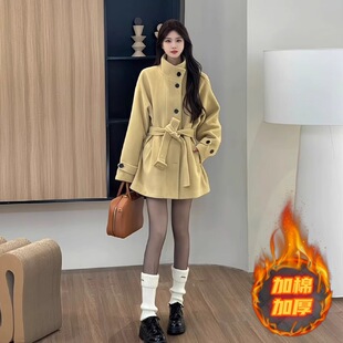 冬日暮色2026冬季 大衣女 厚毛呢外套甜妹黑色高级设计感短款